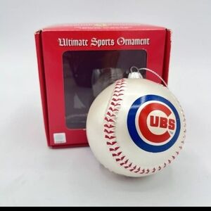 Chicago Cubs blown glass ornament